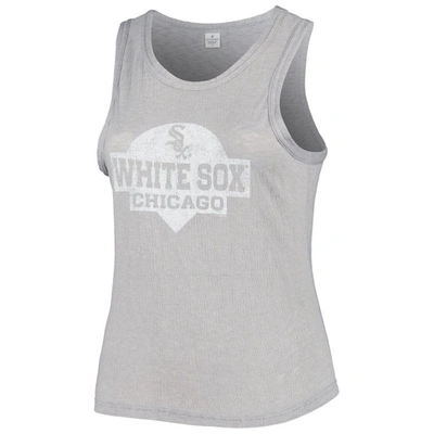 Soft As A Grape Gray Chicago White Sox Plus Size High Neck Tri-blend Tank Top In Gray