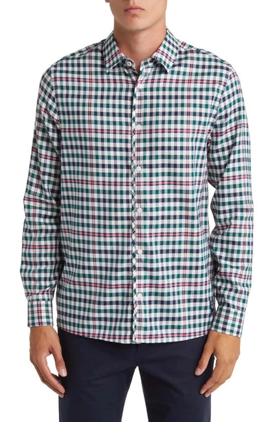 Shop Ted Baker Wilby Check Regular Fit Long Sleeve Button-up Shirt In Dark Green Multi