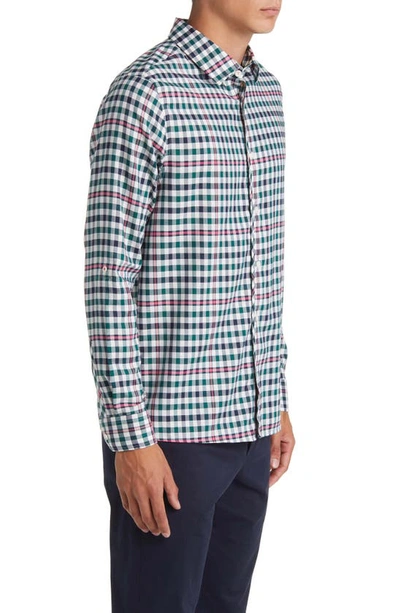 Shop Ted Baker Wilby Check Regular Fit Long Sleeve Button-up Shirt In Dark Green Multi