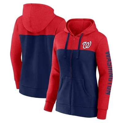 Shop Fanatics Branded Red/navy Washington Nationals City Ties Hoodie Full-zip Sweatshirt