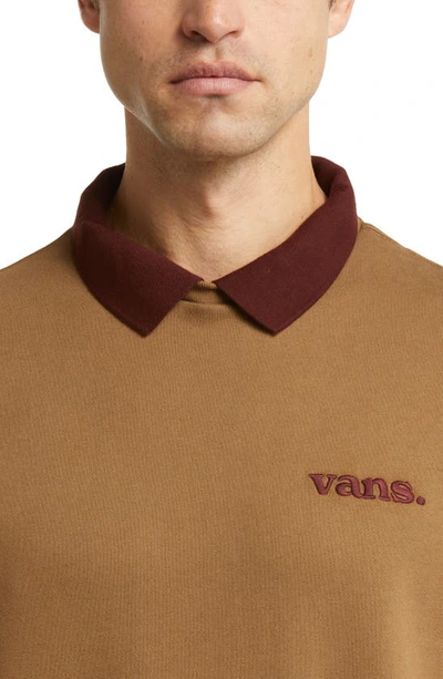 Shop Vans Spread Collar Cotton Blend Sweatshirt In Kangaroo