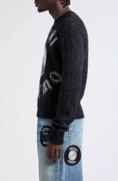 Shop Amiri X Premier Records Kid Mohair & Baby Alpaca Blend Crewneck Sweater In Black