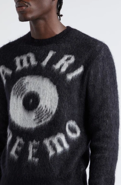 Shop Amiri X Premier Records Kid Mohair & Baby Alpaca Blend Crewneck Sweater In Black