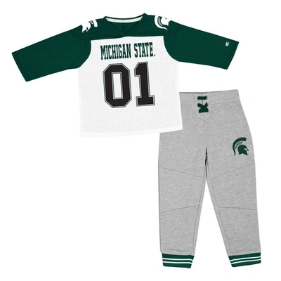 Shop Colosseum Toddler  Green/heather Gray Michigan State Spartans Jingtinglers Football V-neck Jersey T-s
