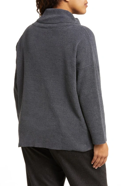 Shop Eileen Fisher Cowl Neck Organic Cotton Sweater In Meteor