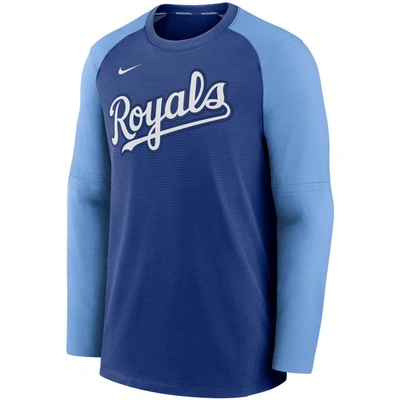 Shop Nike Royal/light Blue Kansas City Royals Authentic Collection Pregame Performance Raglan Pullover Sw