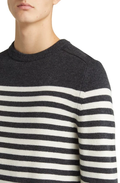 Shop Theory Latho Stripe Wool Blend Sweater In Pestle Melange/ Ivory