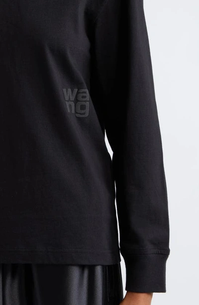 Shop Alexander Wang Essential Puff Logo Cotton Jersey Crewneck T-shirt In Black