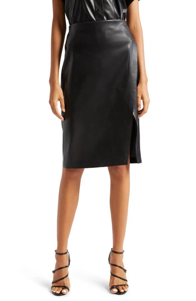 Shop Alice And Olivia Siobhan Faux Leather Skirt In Black