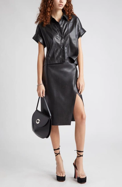 Shop Alice And Olivia Siobhan Faux Leather Skirt In Black