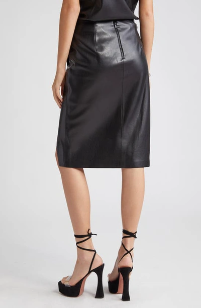 Alice And Olivia Siobhan Vegan Leather Knee-length Wrap Skirt In Black