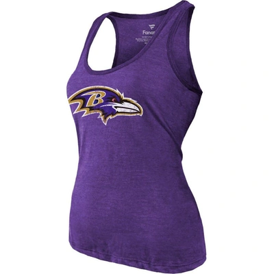 Shop Majestic Threads Heathered Purple Baltimore Ravens Name & Number Tri-blend Tank Top