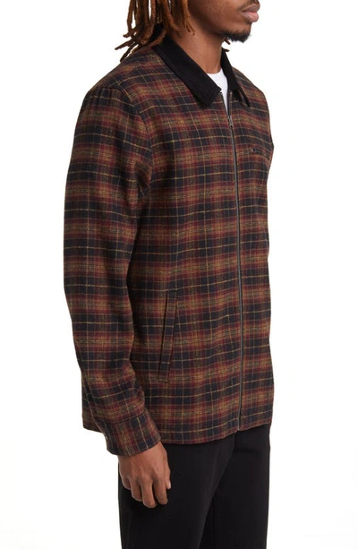 Shop Saturdays Surf Nyc Ryan Zip Front Flannel Shirt In Black/brown