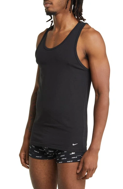 Shop Nike 2-pack Dri-fit Stretch Cotton Tanks In Black