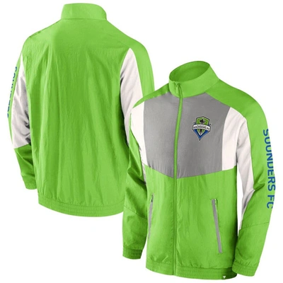 Shop Fanatics Branded  Rave Green Seattle Sounders Fc Net Goal Raglan Full-zip Track Jacket