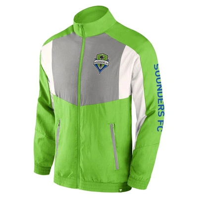 Shop Fanatics Branded  Rave Green Seattle Sounders Fc Net Goal Raglan Full-zip Track Jacket