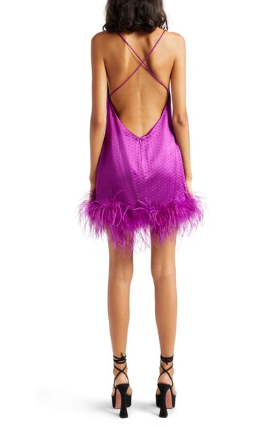 Shop Retroféte Susana Crystal & Feather Slipdress In Electric Orchid