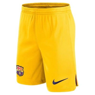 Shop Nike Yellow Barcelona Stadium Fourth Performance Replica Shorts