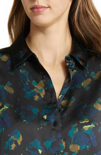 Shop Nordstrom Abstract Floral Button-up Shirt In Black- Blue Layered Floral