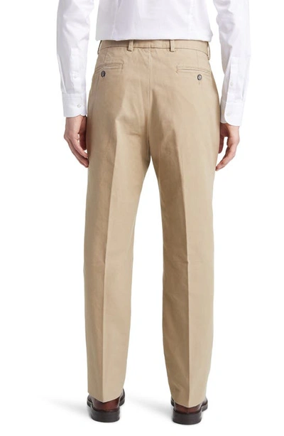 Shop Berle Charleston Pleated Canvas Chinos In Khaki