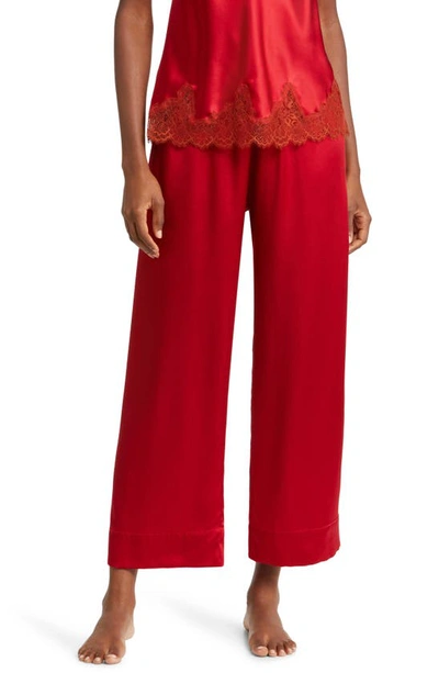 Shop Simone Perele Dream Satin Pajama Pants In Tango Red