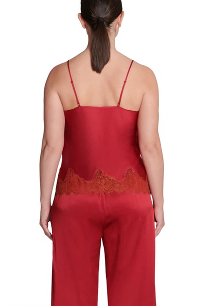 Shop Simone Perele Dream Satin Pajama Pants In Tango Red