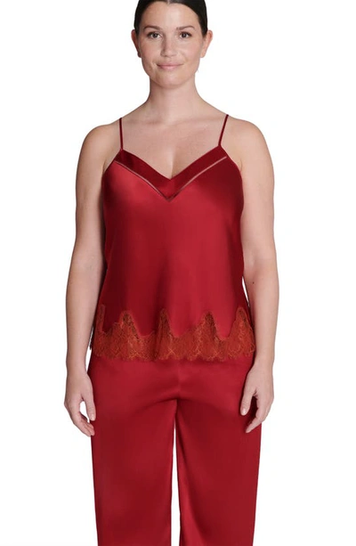 Shop Simone Perele Dream Satin Pajama Pants In Tango Red