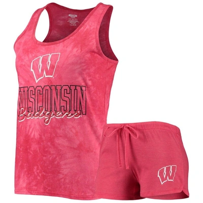 Shop Concepts Sport Red Wisconsin Badgers Billboard Tie-dye Tank Top & Shorts Set