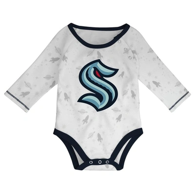 Shop Outerstuff Newborn & Infant White/deep Sea Blue Seattle Kraken Dream Team Hat Pants & Bodysuit Set