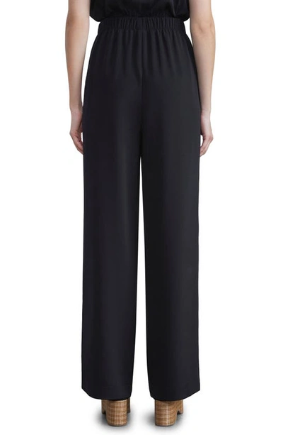 Shop Lafayette 148 Perry Stretch Silk Crêpe De Chine Pants In Black