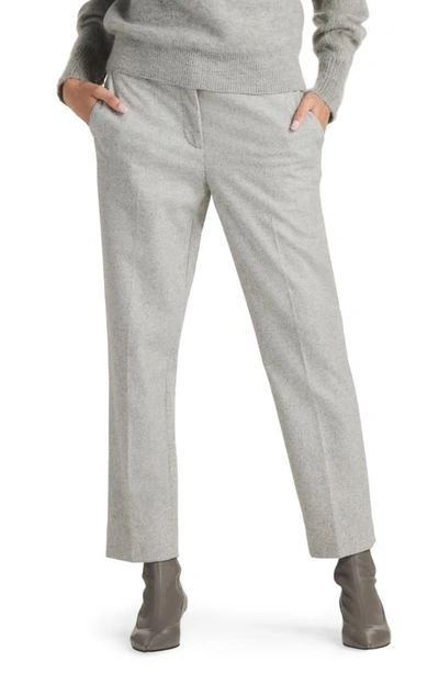 St John Melange Doubleweave Cropped Pant In Light Heather Gray