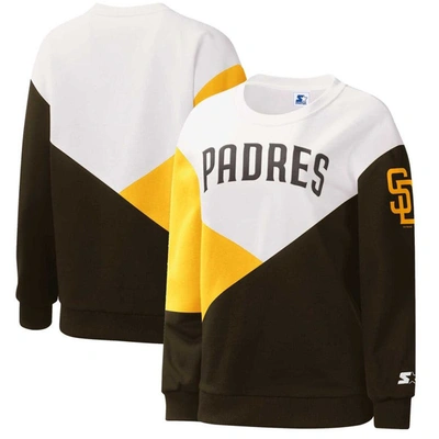 Shop Starter White/brown San Diego Padres Shutout Pullover Sweatshirt