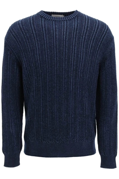 Shop Agnona Cashmere, Silk And Cotton Sweater In Blue