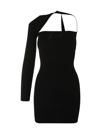 Shop Andreädamo Andreādamo Ribbed Knit Asymmetrical Mono Shoulder Dress Clothing In Black