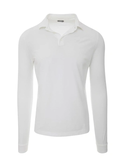 Shop Zanone Icecotton Slim Fit L/s Polo W/buttons Clothing In White