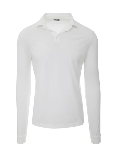 Zanone Long Sleeves Polo Shirt With Button-down Collar In White