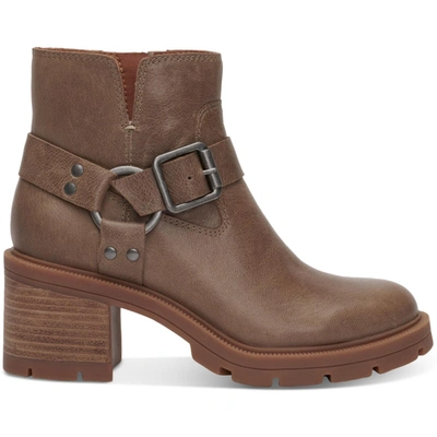 Shop Lucky Brand Slyvin Womens Leather Zipper Booties In Brown
