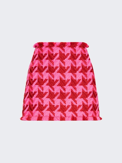 Shop Versace Tweed Pied De Poule Mini Skirt Parade Red And Fuchsia