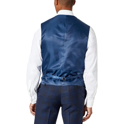 Shop Tallia Mens Plaid Paisley Suit Vest In Blue