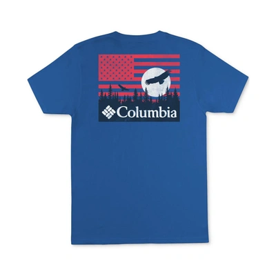 Shop Columbia Sportswear Mens Cotton Crewneck Graphic T-shirt In Blue