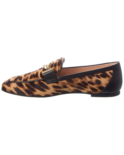 Shop Tod's Double T Haircalf & Leather Loafer In Brown