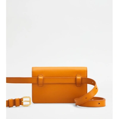 Shop Tod's T Timeless Belt Bag In Leather Micro With Metal Shoulder Strap In Orange