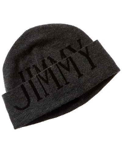Shop Jimmy Choo Jc Logo Wool & Cashmere-blend Beanie In Black