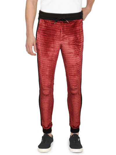 Shop Inc Mens Velvet Colorblock Jogger Pants In Red