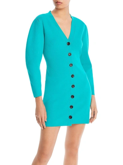 Shop A.l.c Nate Womens Mini V-neck Sweaterdress In Blue