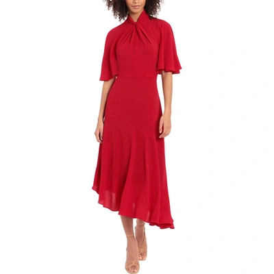 Shop Maggy London Womens Crepe Midi Cocktail And Party Dress In Red