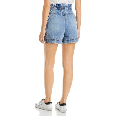 Shop Blanknyc Womens Paperbag Whisker Wash High-waist Shorts In Blue
