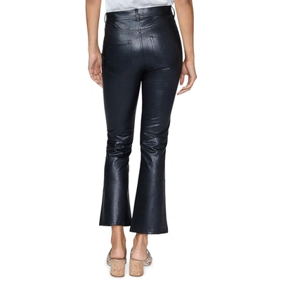 Shop Paige Claudine Womens Faux Leather Flare Ankle Jeans In Blue