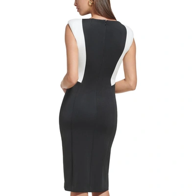 Shop Calvin Klein Womens Scuba Colorblock Sheath Dress In Black