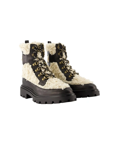 Shop Tod's Gomma Catena Boots -  - Leather - Black In Beige